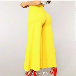 Yellow Pallazo Pants (stretch)